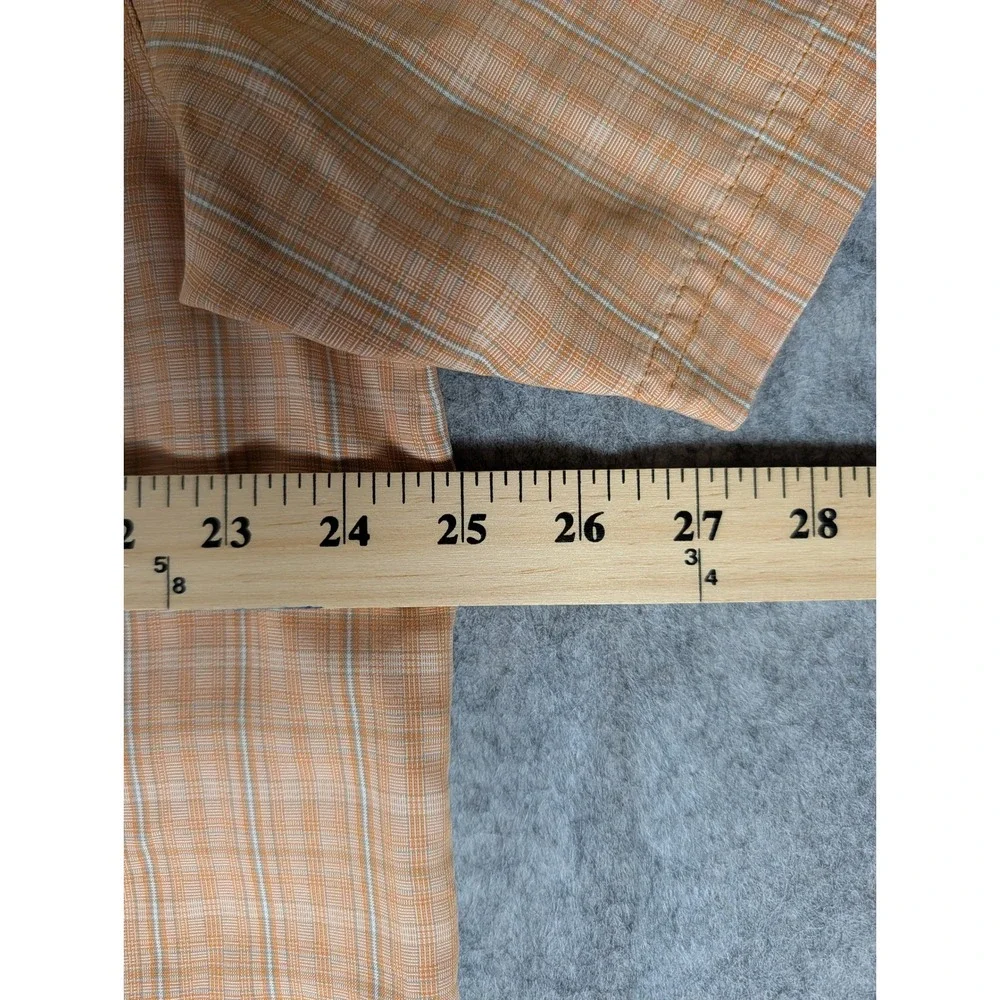 The North Face Mens Short Sleeve Plaid Button Down Shirt Orange Mesh Lined XL